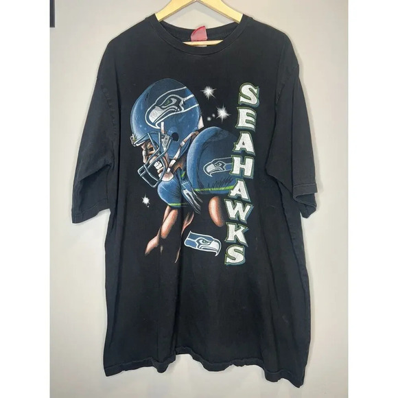 NFL Other - Vintage Seattle Seahawks Logo Helmet T-Shirt Men's XL TALL black Graphic Y2K NFL